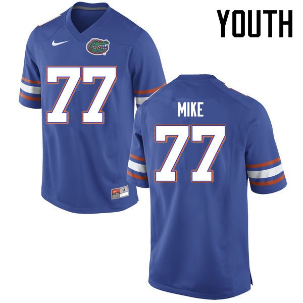 Florida Gators Youth #77 Andrew Mike College Football Jersey Blue